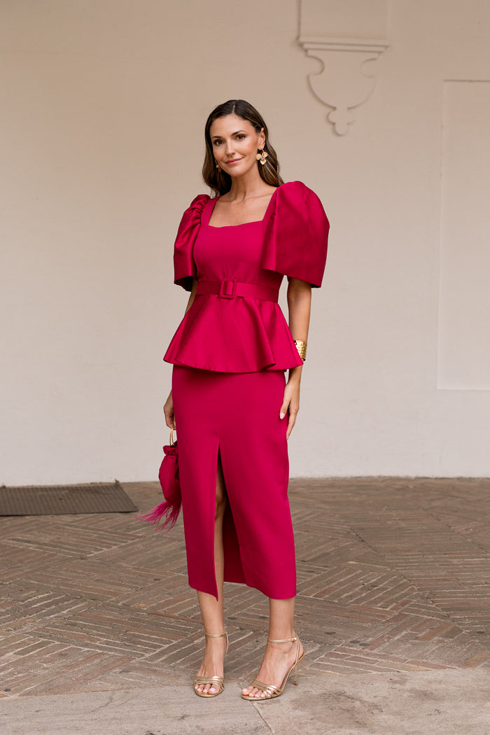 Novo vestido midi drapeado turquesa
