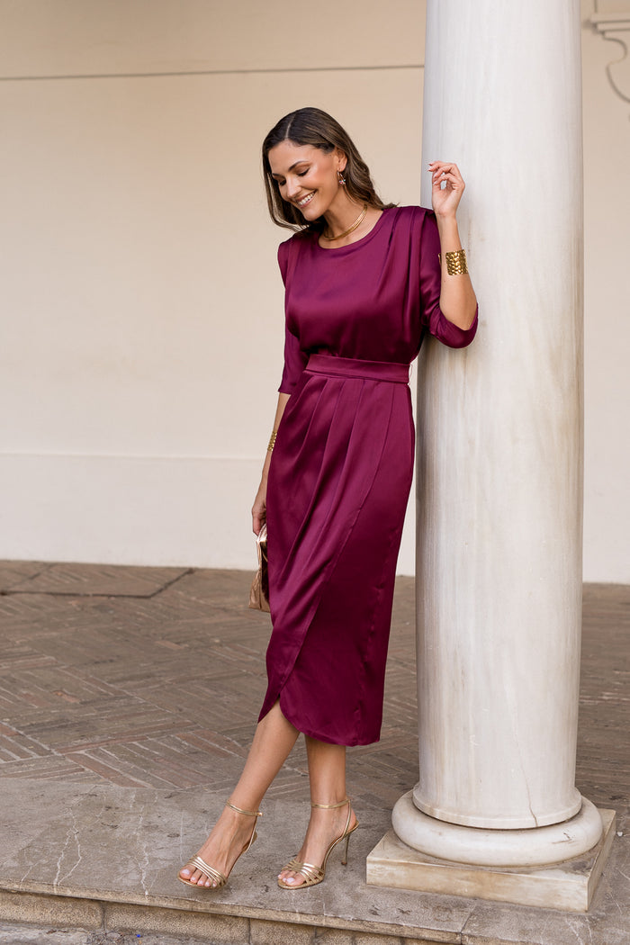 Vestido midi Lola Bordeaux