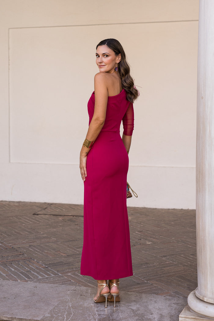 Novo vestido midi drapeado turquesa