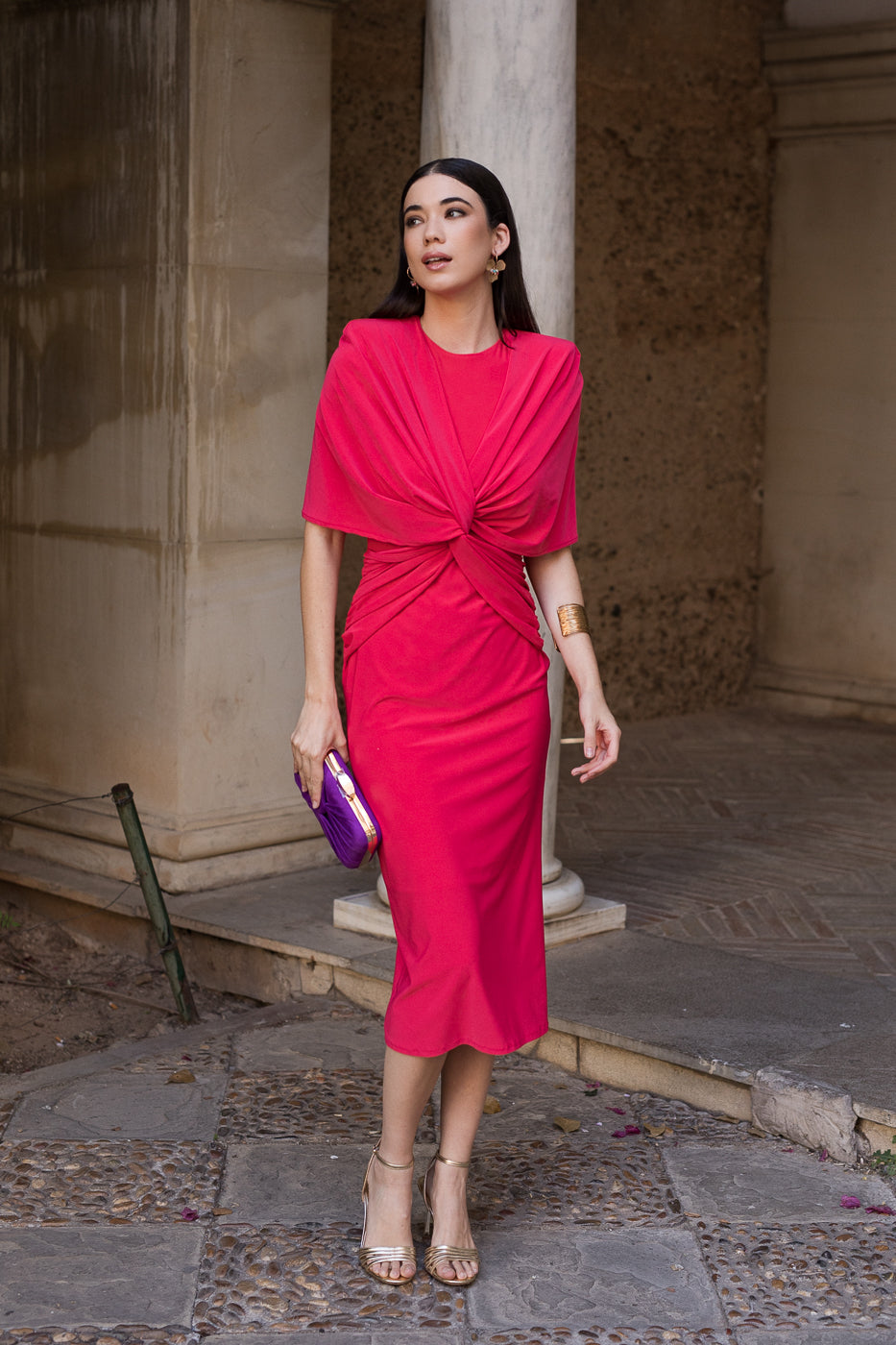 Vestido midi Lola Bordeaux