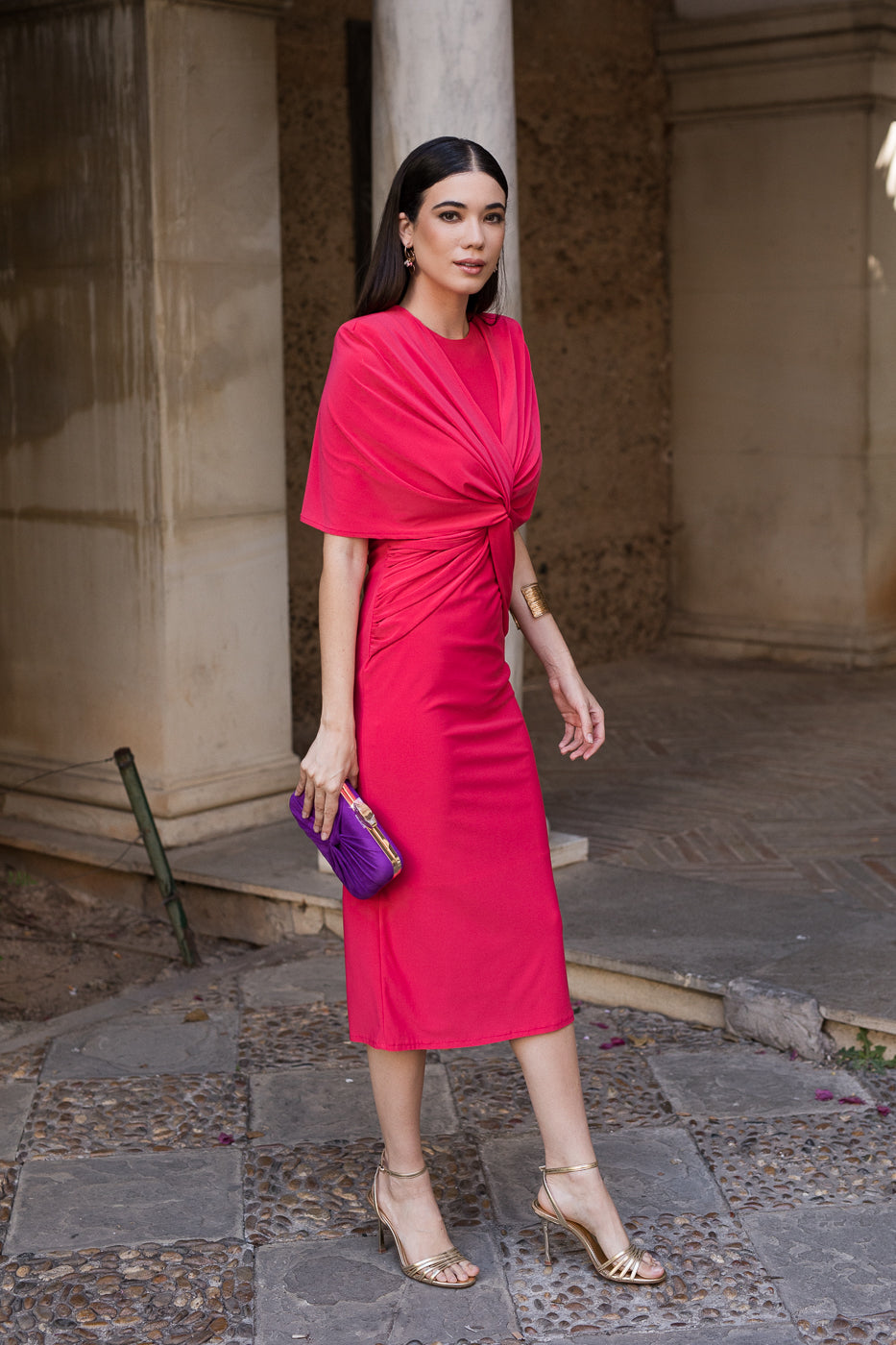 Vestido midi Lola Bordeaux