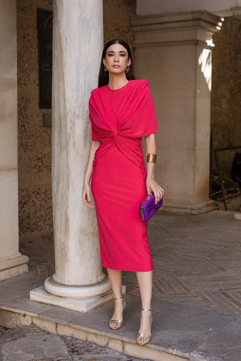 Vestido midi Lola Bordeaux