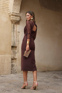 Novo vestido midi drapeado turquesa