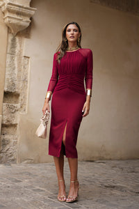 Novo vestido midi drapeado turquesa