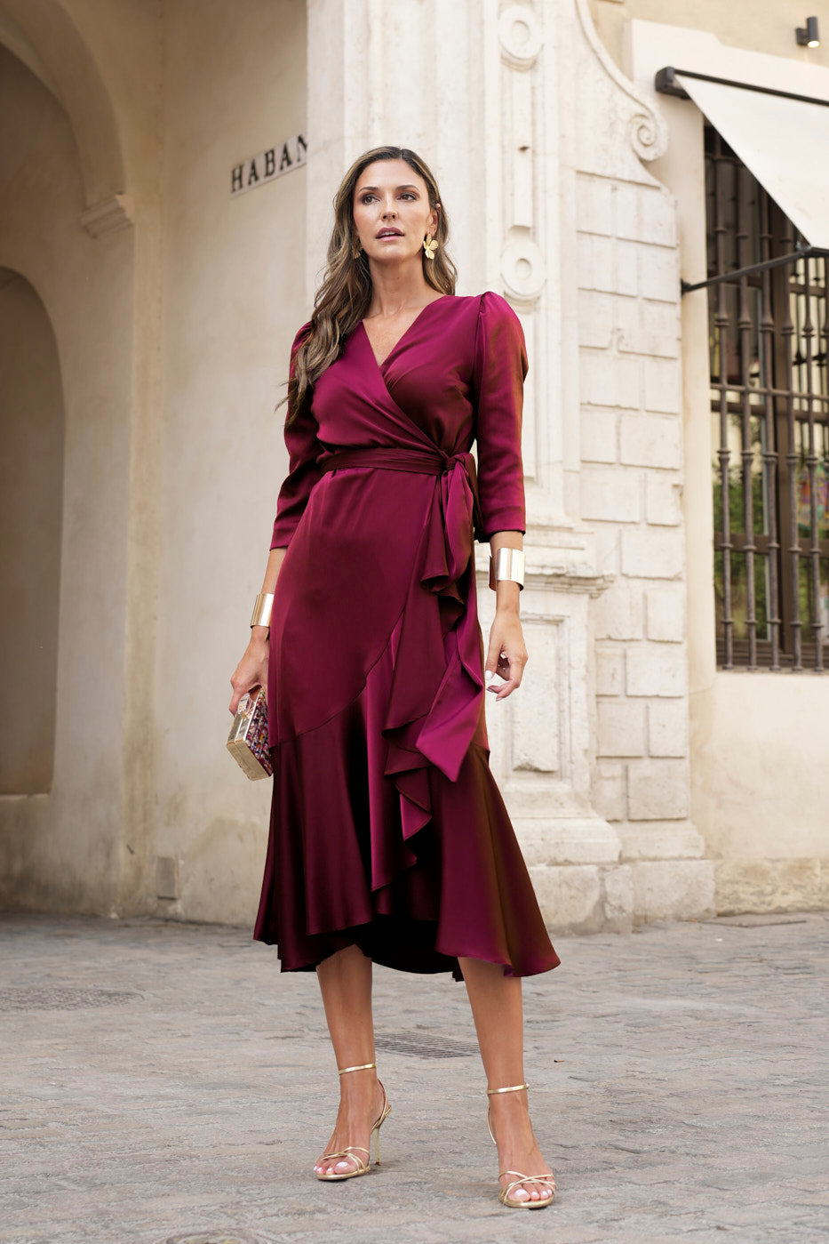 Vestido midi Lola Bordeaux