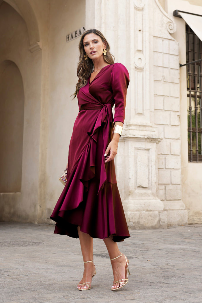 Vestido midi Lola Bordeaux