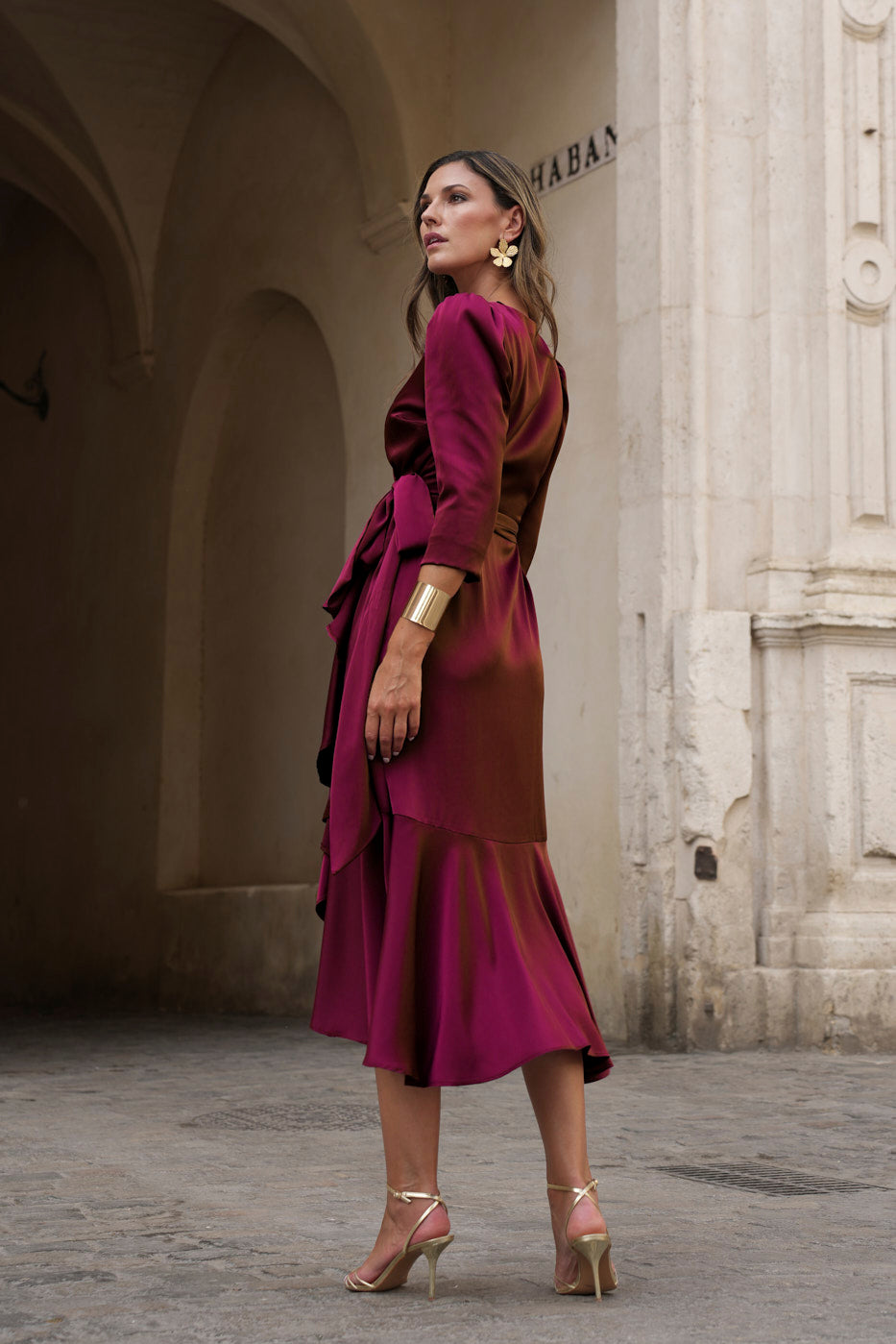 Vestido midi Lola Bordeaux