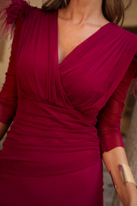 Vestido midi drapeado coral - ÚLTIMAS UNIDADES