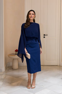 Capa de chiffon azul marinho