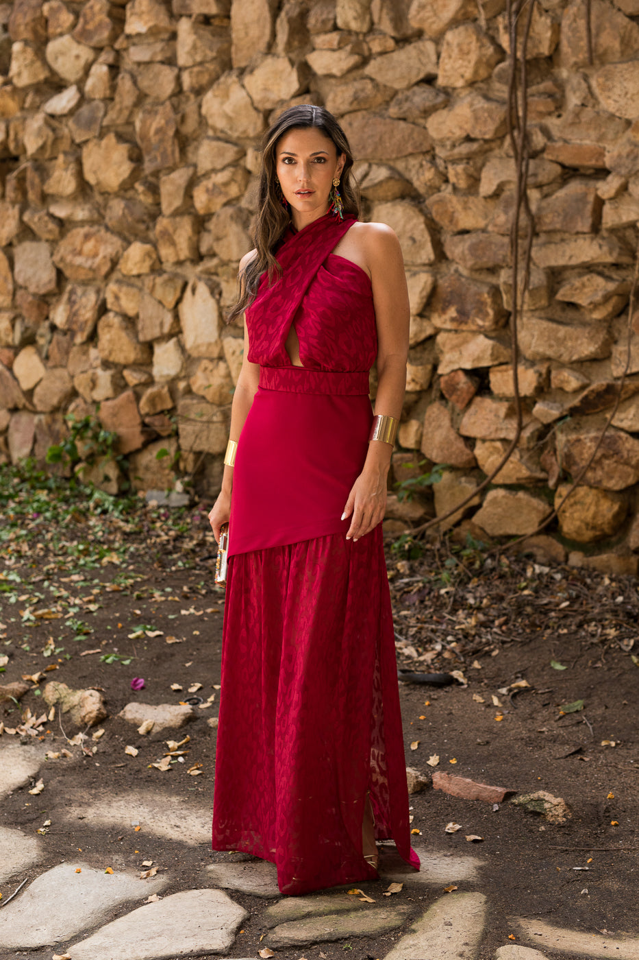 Vestido midi longo drapeado turquesa - ÚLTIMAS UNIDADES