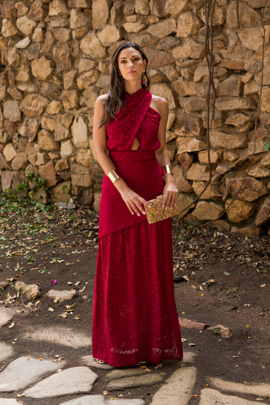 Vestido midi longo drapeado turquesa - ÚLTIMAS UNIDADES