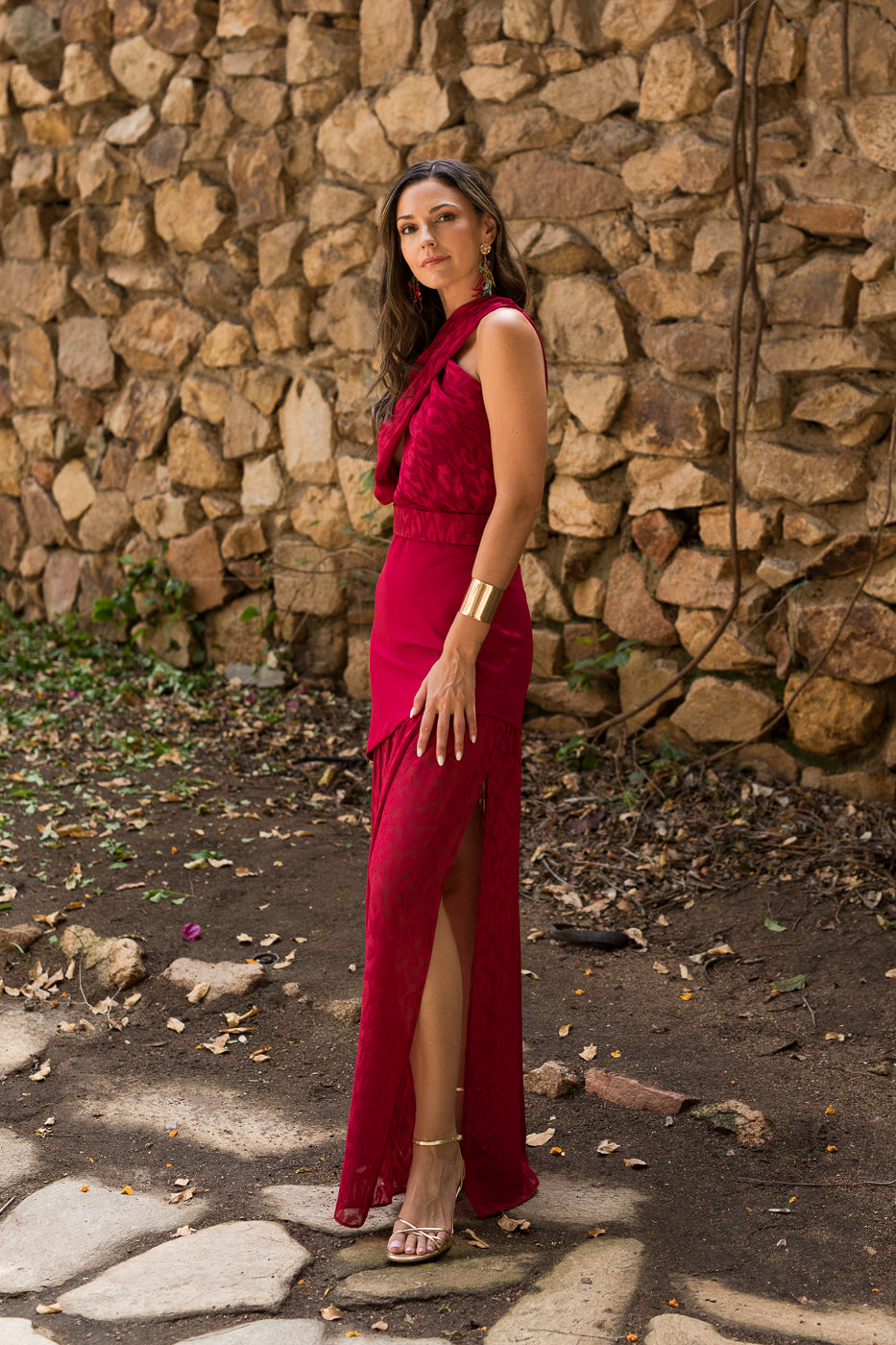 Vestido midi longo drapeado turquesa - ÚLTIMAS UNIDADES