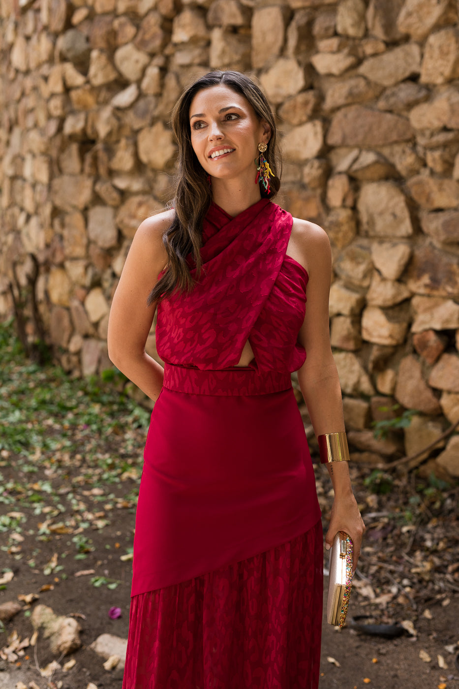 Vestido midi longo drapeado turquesa - ÚLTIMAS UNIDADES