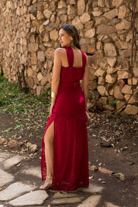 Vestido midi longo drapeado turquesa - ÚLTIMAS UNIDADES