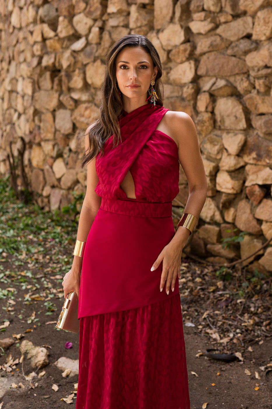 Vestido midi longo drapeado turquesa - ÚLTIMAS UNIDADES
