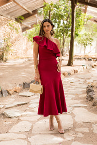 Novo vestido midi drapeado turquesa