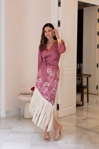 Vestido midi lolita com franjas