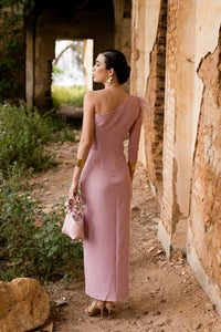 Novo vestido midi drapeado turquesa