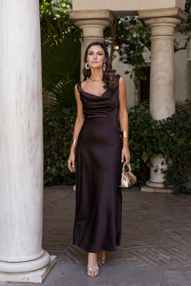 Vestido midi longo drapeado turquesa - ÚLTIMAS UNIDADES