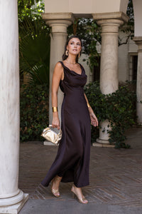 Vestido midi longo drapeado turquesa - ÚLTIMAS UNIDADES