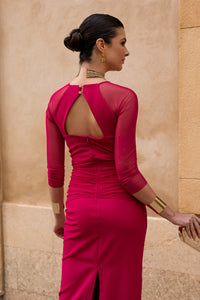 Novo vestido midi drapeado turquesa