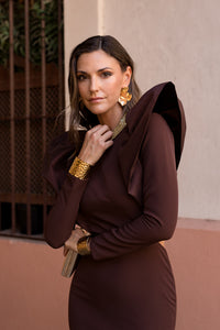 Vestido midi assimétrico Petúnia buganvílias