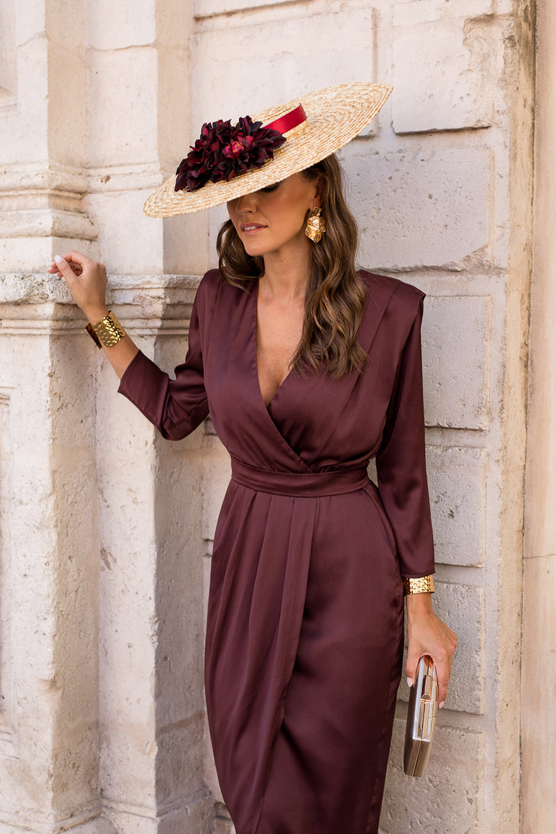 Vestido midi Lola Bordeaux