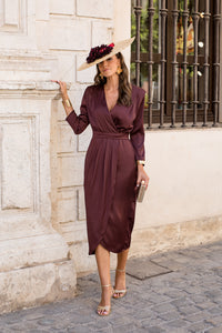 Vestido midi Lola Bordeaux