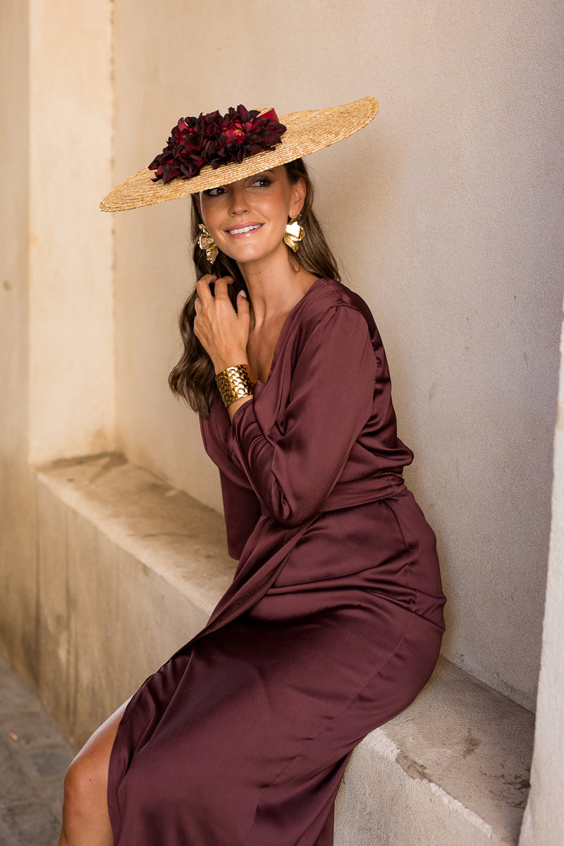 Vestido midi Lola Bordeaux