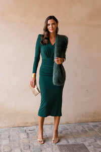 Vestido midi assimétrico Petúnia buganvílias