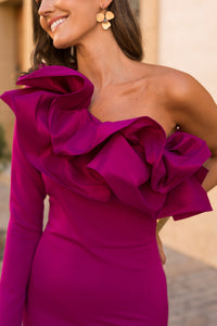 Vestido midi assimétrico Petúnia buganvílias