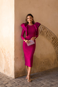 Vestido midi assimétrico Petúnia buganvílias