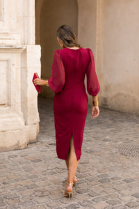 Novo vestido midi drapeado turquesa