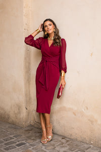 Novo vestido midi drapeado turquesa