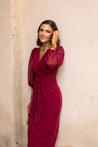 Novo vestido midi drapeado turquesa