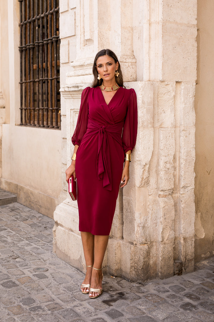 Novo vestido midi drapeado turquesa