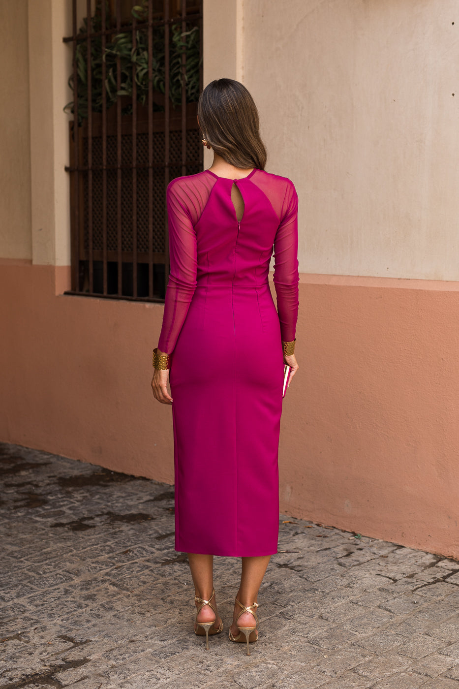 Novo vestido midi drapeado turquesa