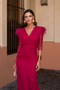 Novo vestido midi drapeado turquesa