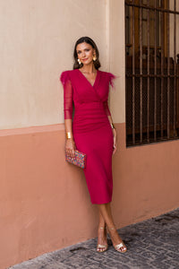 Novo vestido midi drapeado turquesa