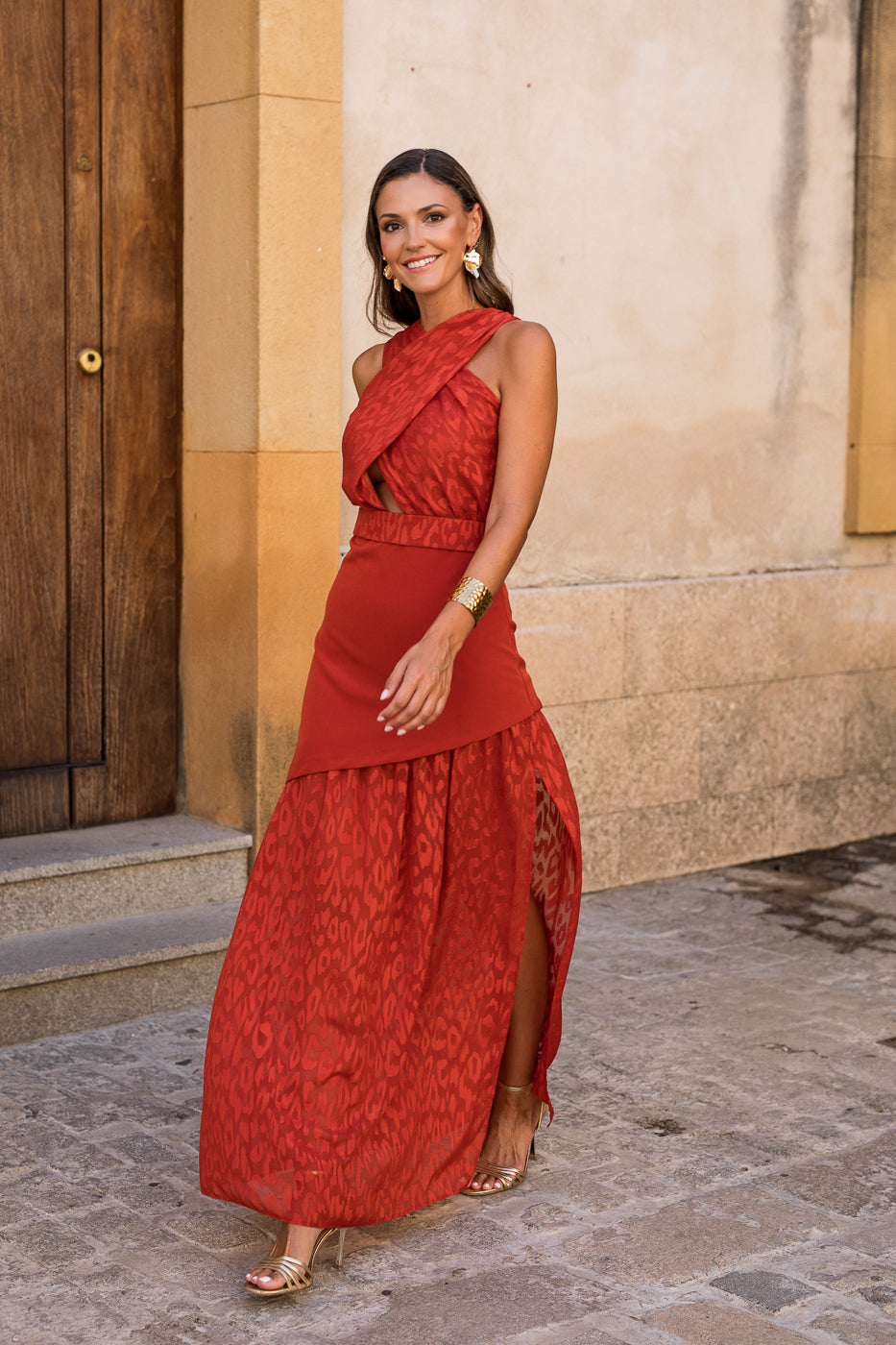 Vestido midi longo drapeado turquesa - ÚLTIMAS UNIDADES