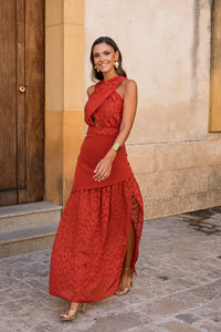 Vestido midi longo drapeado turquesa - ÚLTIMAS UNIDADES