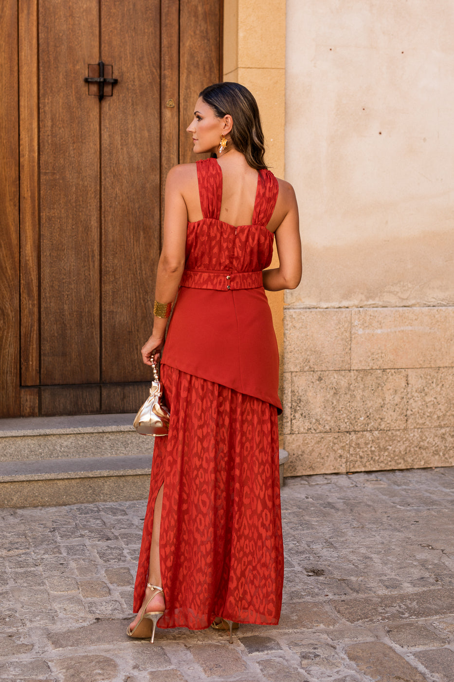 Vestido midi longo drapeado turquesa - ÚLTIMAS UNIDADES