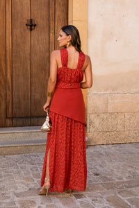 Vestido midi longo drapeado turquesa - ÚLTIMAS UNIDADES