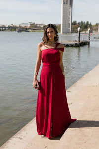 Vestido midi longo drapeado turquesa - ÚLTIMAS UNIDADES