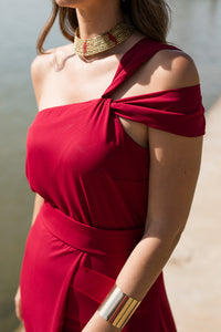 Vestido midi longo drapeado turquesa - ÚLTIMAS UNIDADES