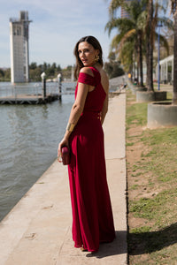 Vestido midi longo drapeado turquesa - ÚLTIMAS UNIDADES