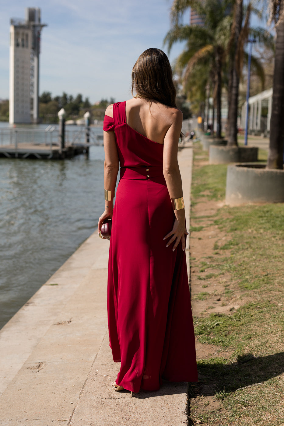 Vestido midi longo drapeado turquesa - ÚLTIMAS UNIDADES