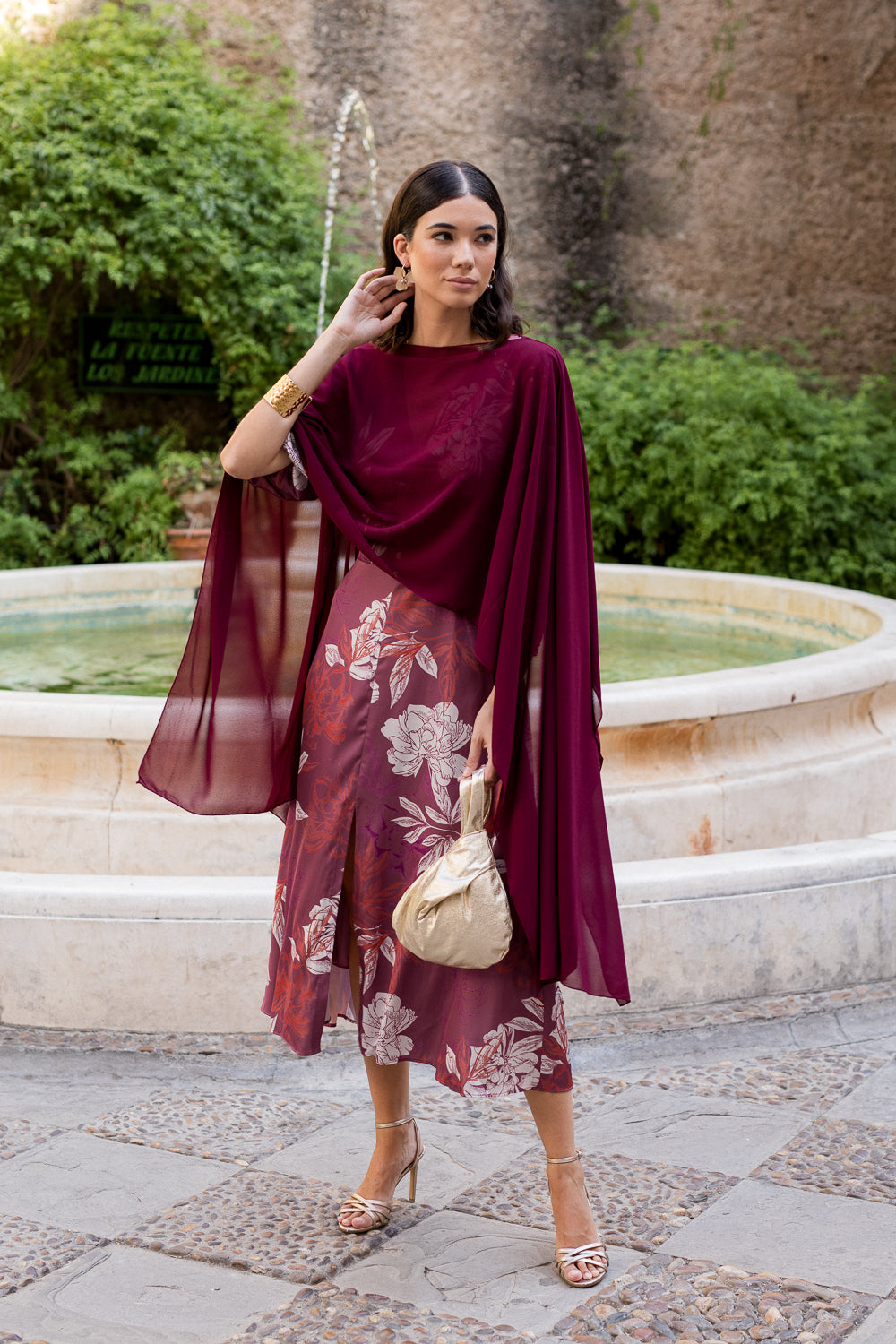 Vestido midi Lola Bordeaux