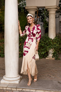 Vestido midi lolita com franjas