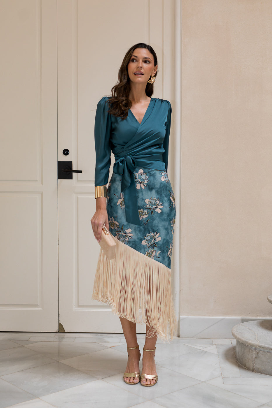 Vestido midi lolita com franjas